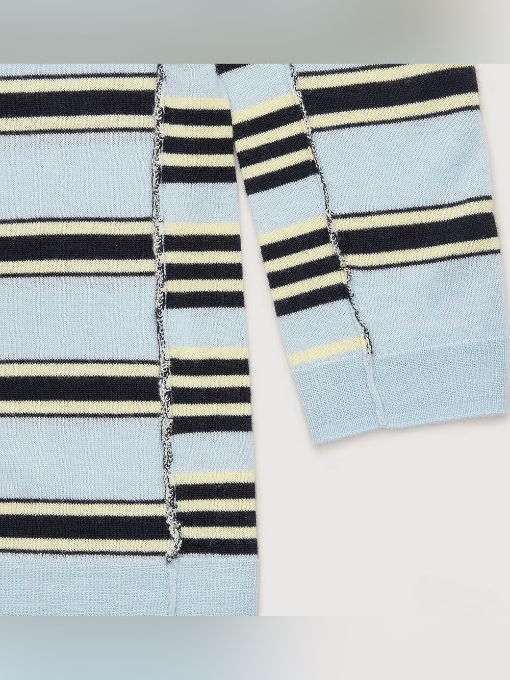 NWOT $150 XS J. CREW 2026 FEATHERWEIGHT 100% CASHMERE CARDIGAN DECO BLUE STRIPE - Picture 4 of 5